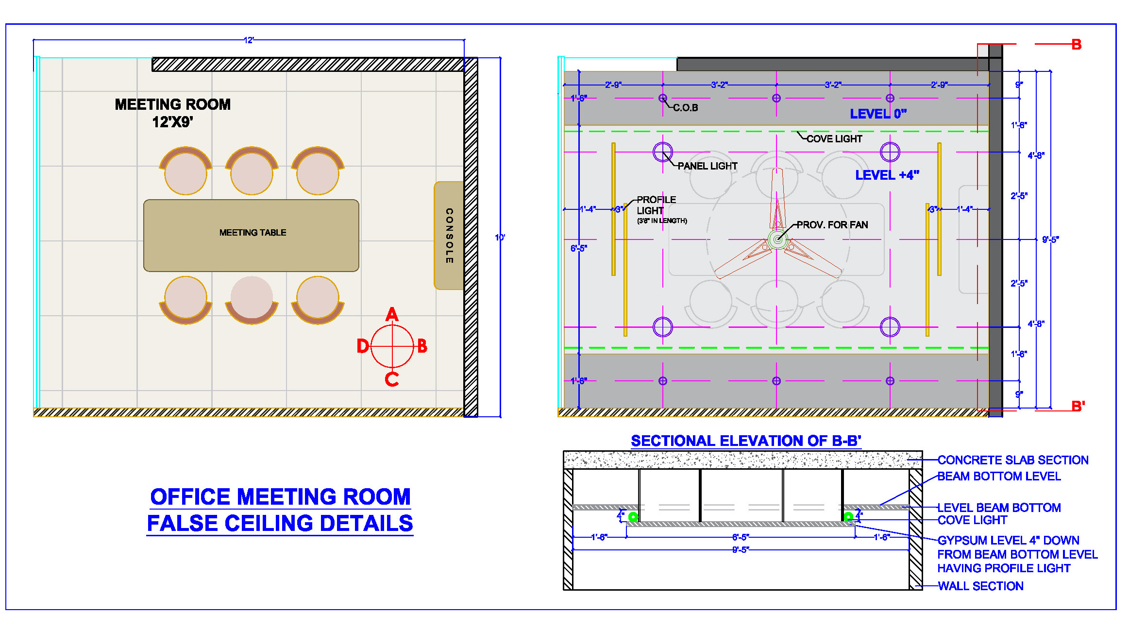 Office Meeting Room Layout & Ceiling Design CAD DWG